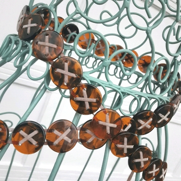 Chain Belt Tortoise Shell Buttons Retro Vintage - Picture 1 of 14